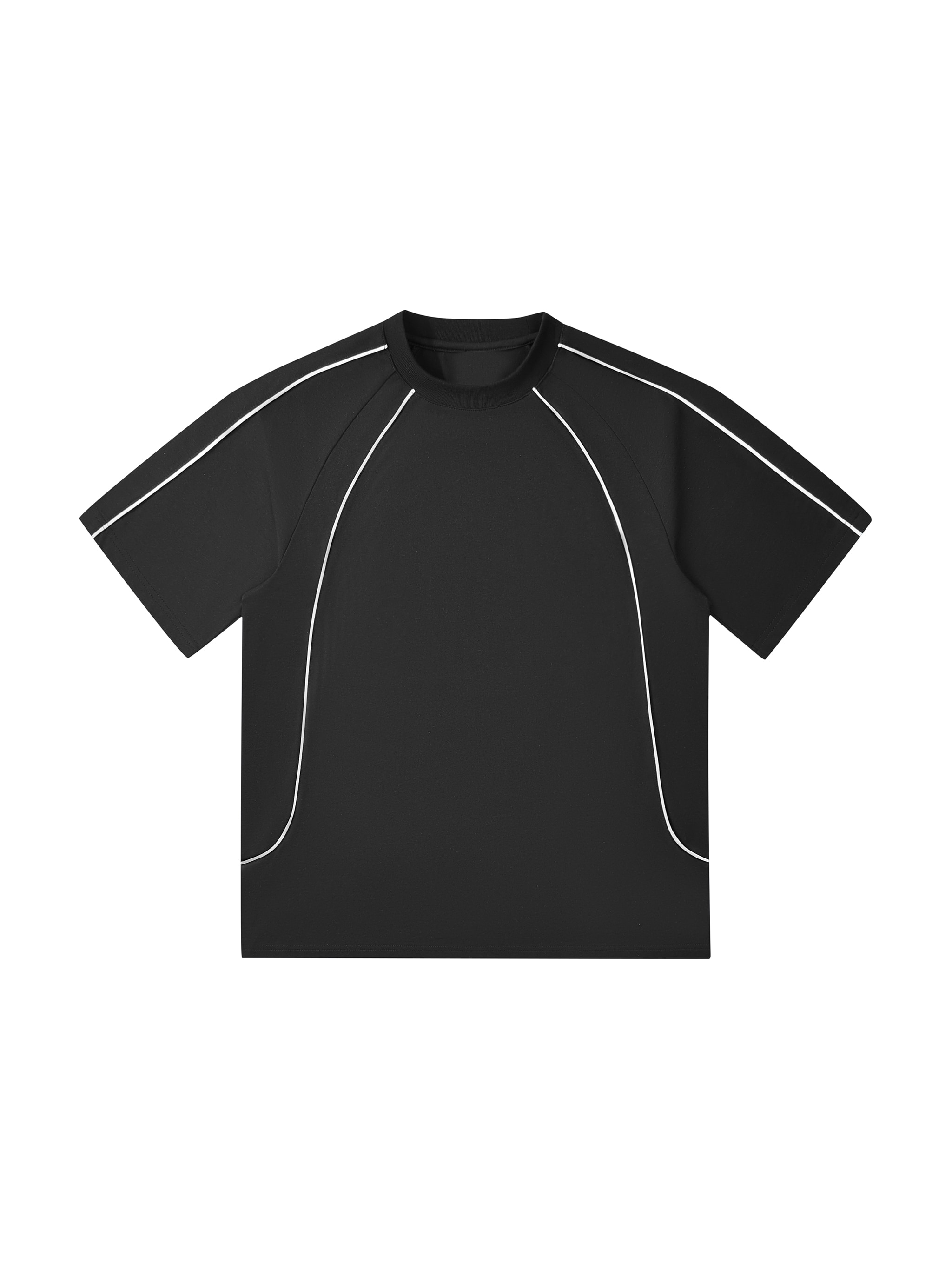 Contrast Stitch Raglan T-Shirt — Black