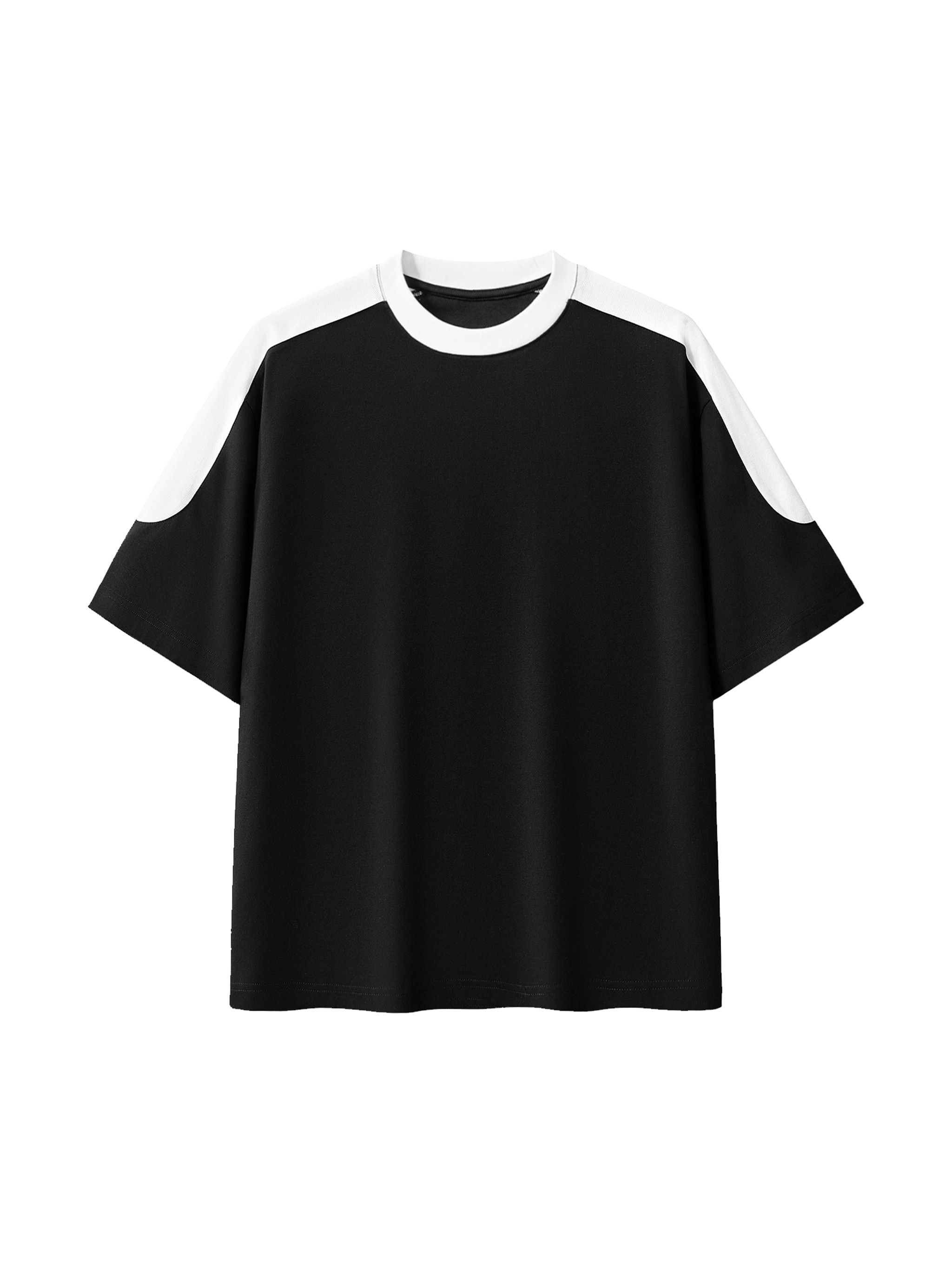 Unisex Color Block Oversized T-Shirt — Black with White