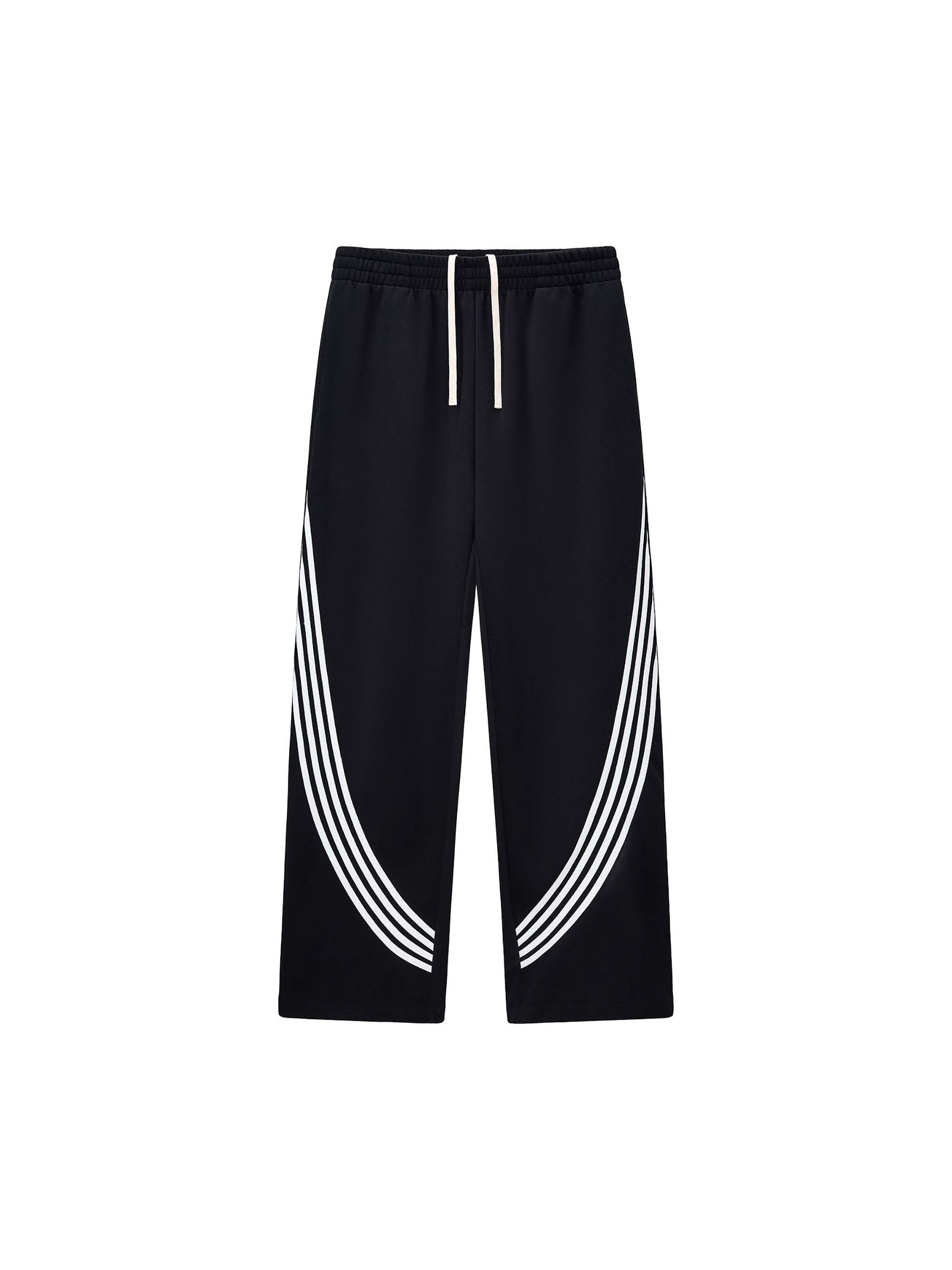 Curved Stripe Sweatpants — Black