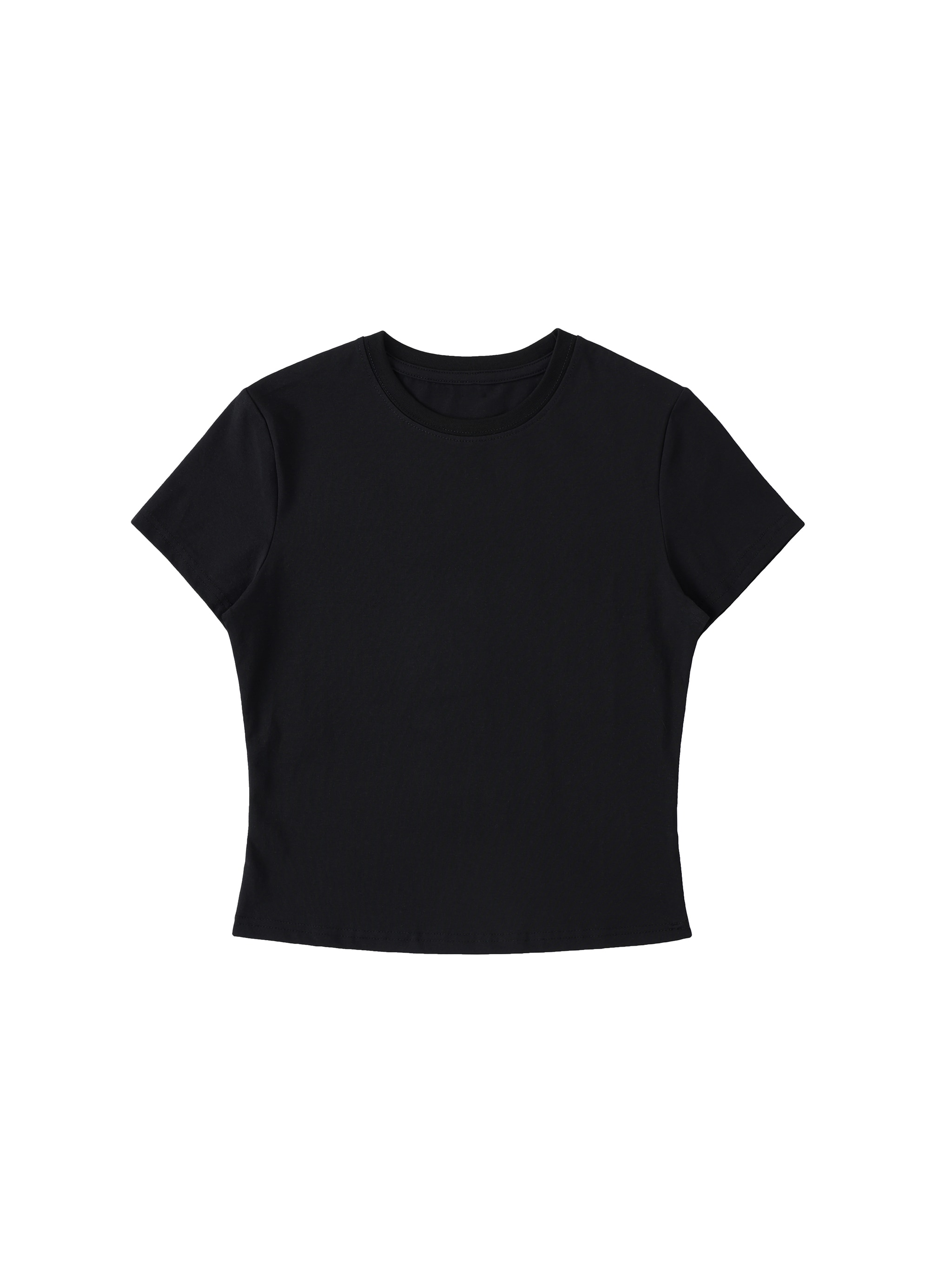 Bodycon Crewneck T-Shirt — Black