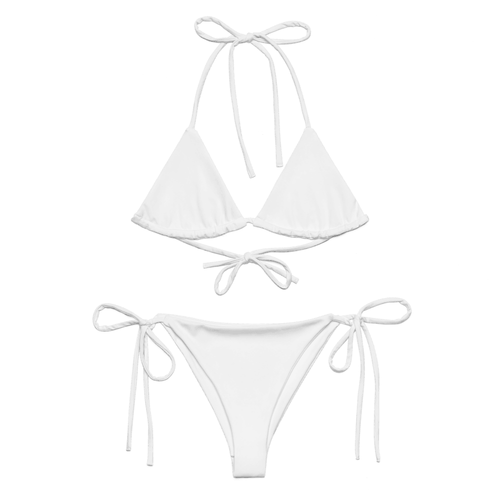 All-Over Print Recycled String Bikini — Flat lay · top
