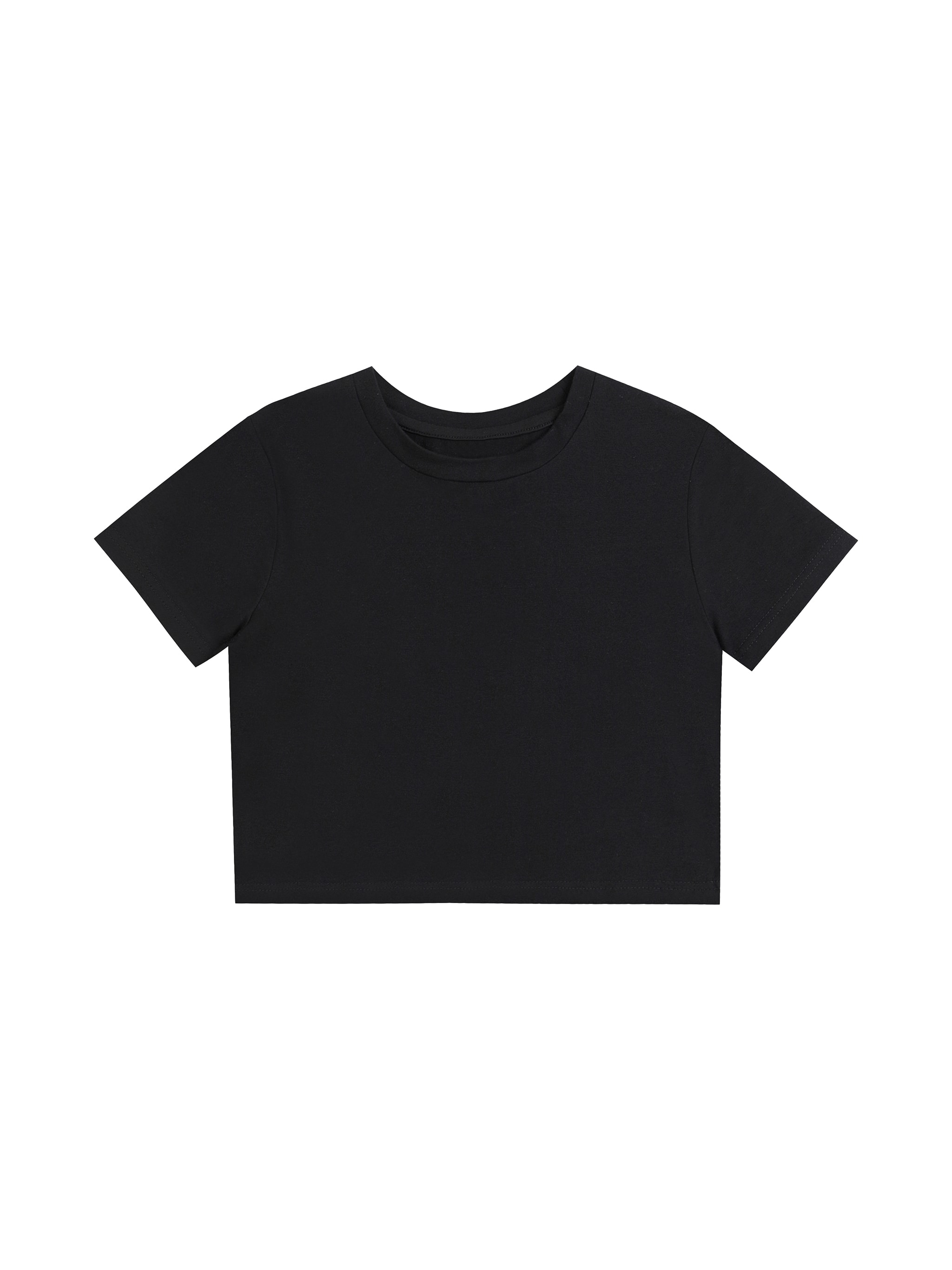 Fitted Crop Cotton T-Shirt — Black Beauty