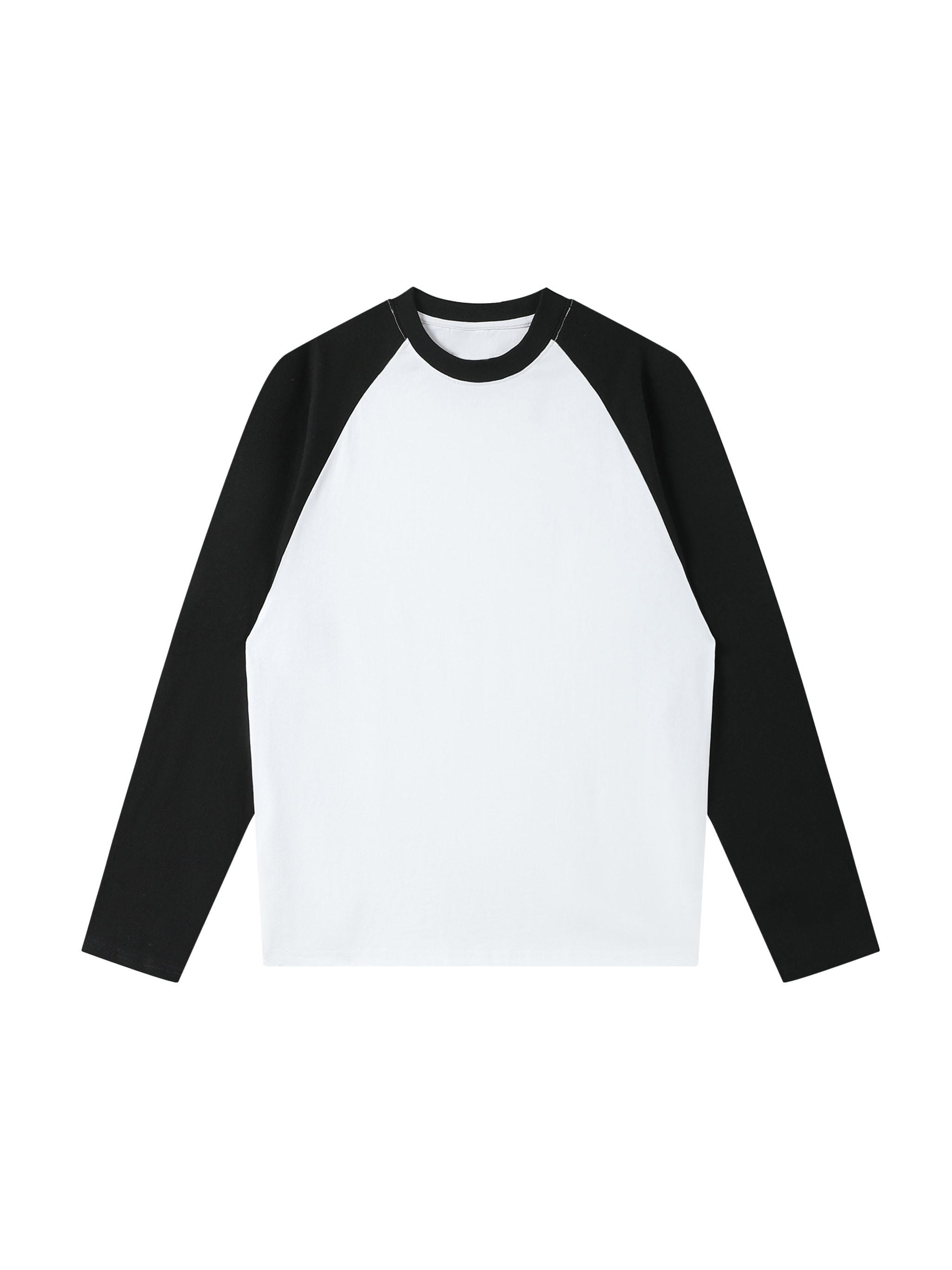 Color-Blocked Raglan Long-Sleeve T-Shirt — White with Black