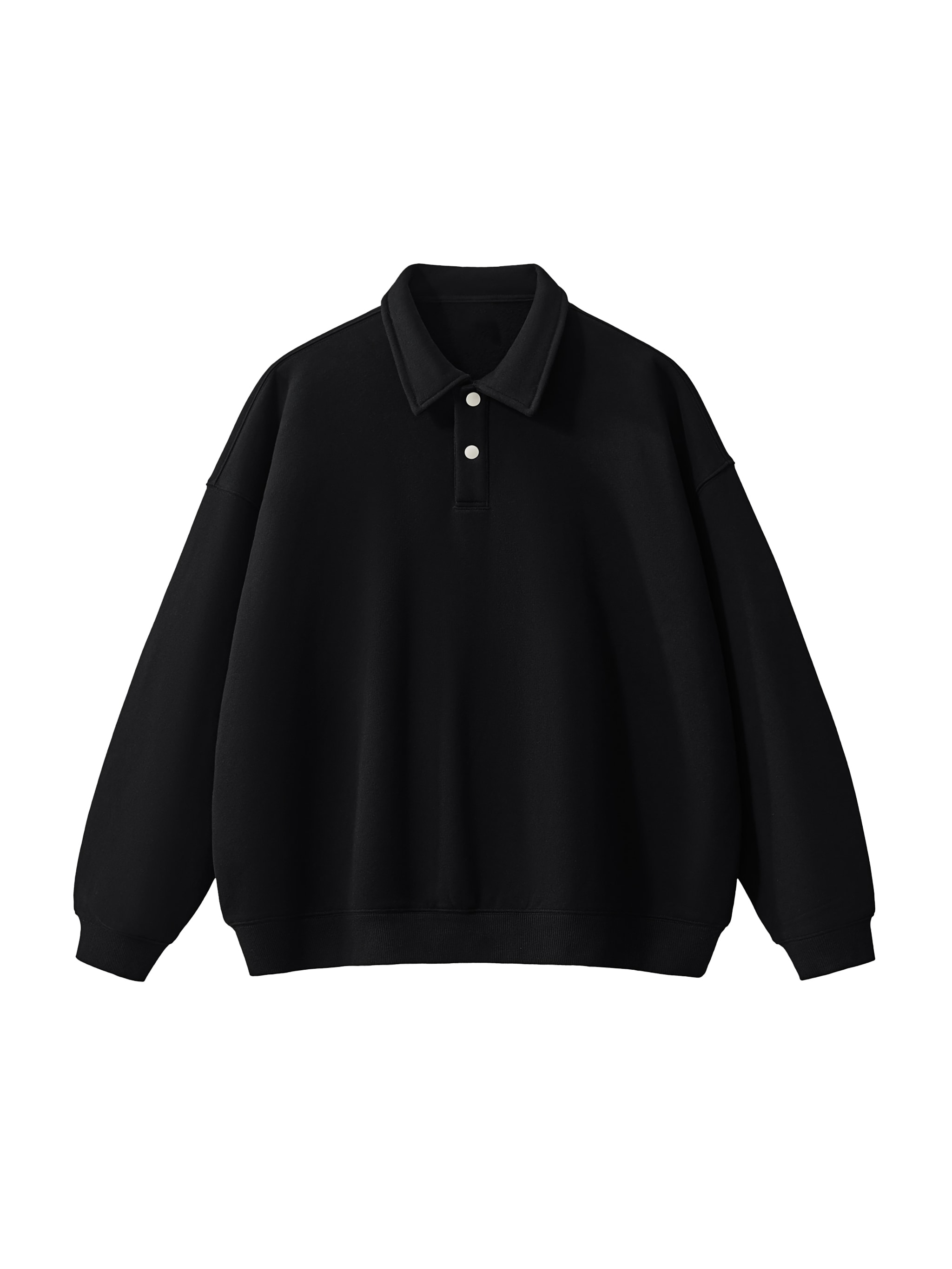 Heavyweight Polo-Collar Sweatshirt — Black