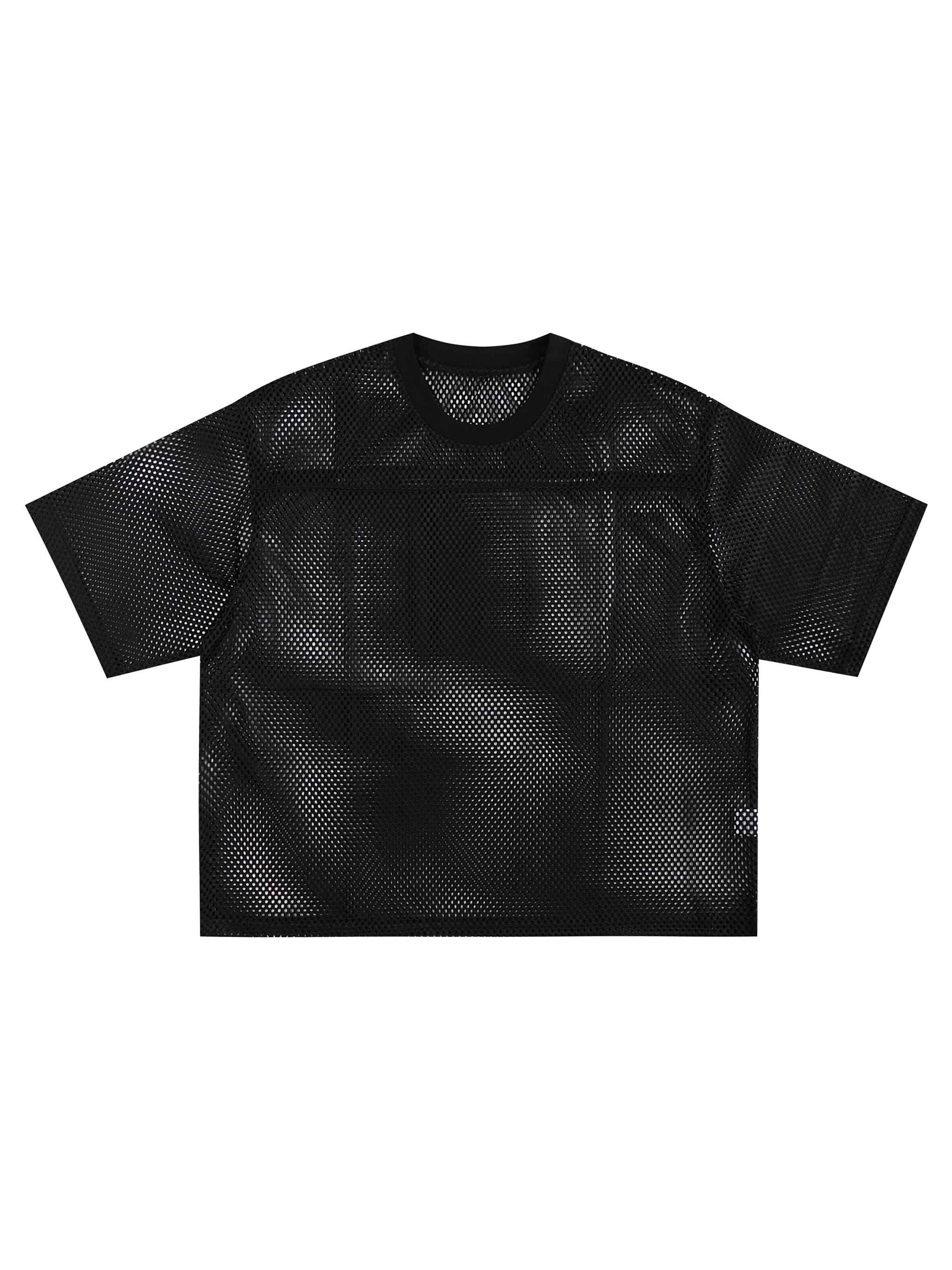 See-through Boxy Net T-Shirt — Black