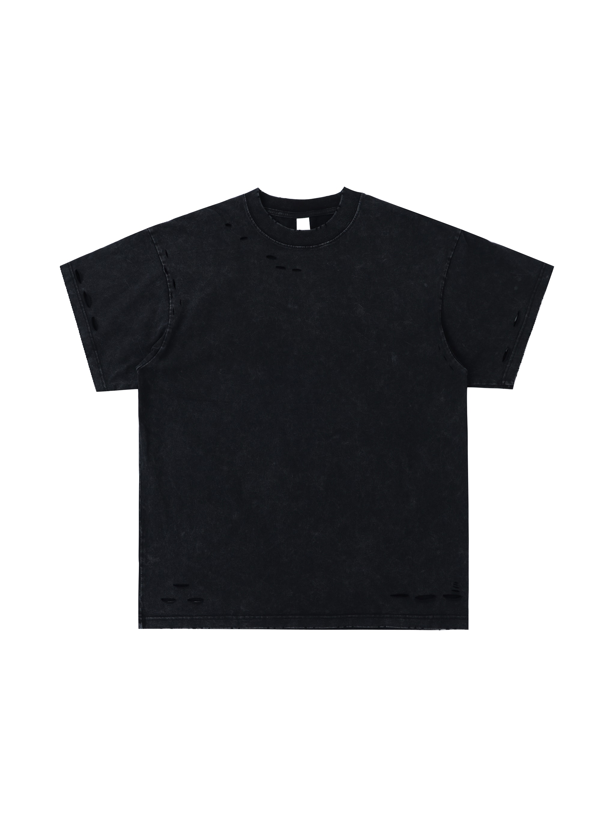 Heavyweight Snow Washed Hand-Frayed T-Shirt — Black