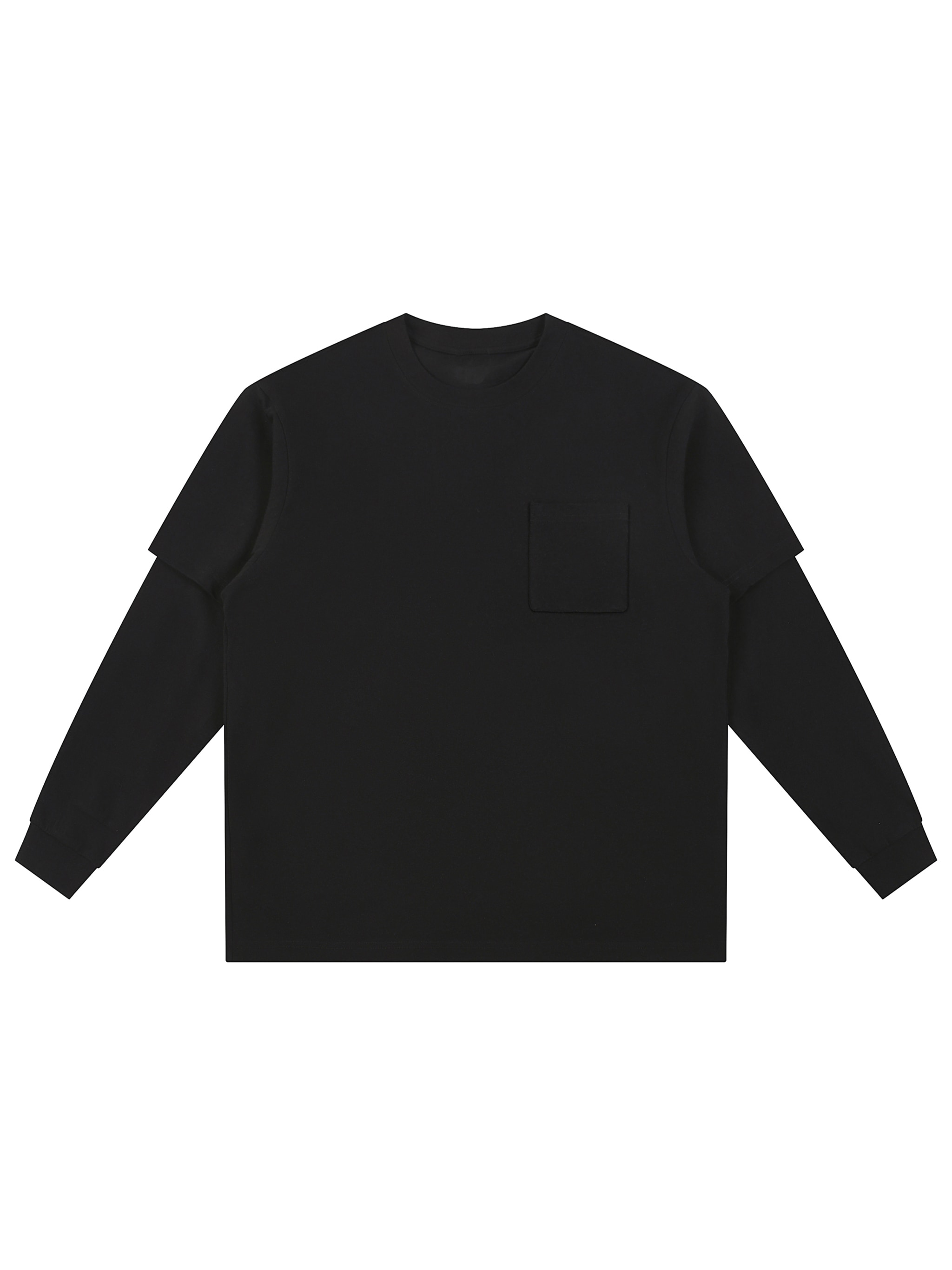 Layered Long Sleeve Oversized Tee — Black