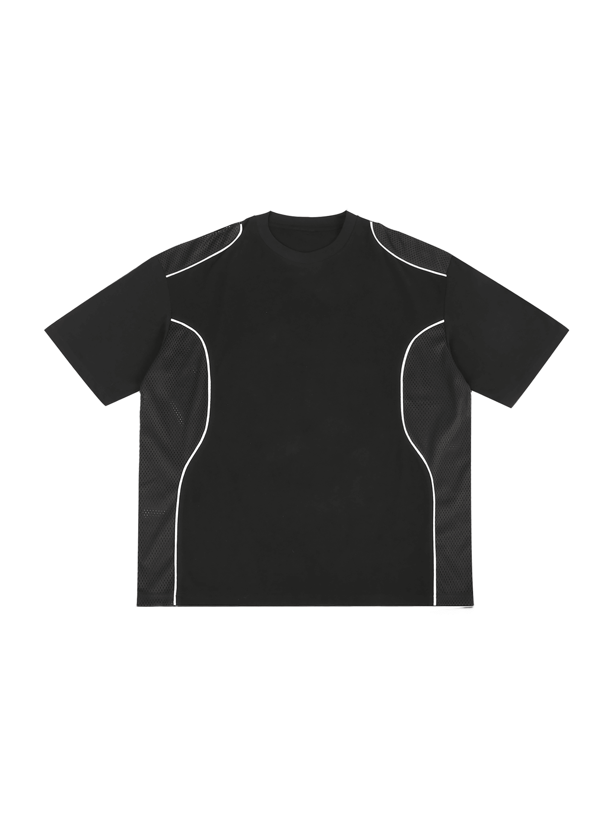 Contrast Piped Panel T-Shirt — Black