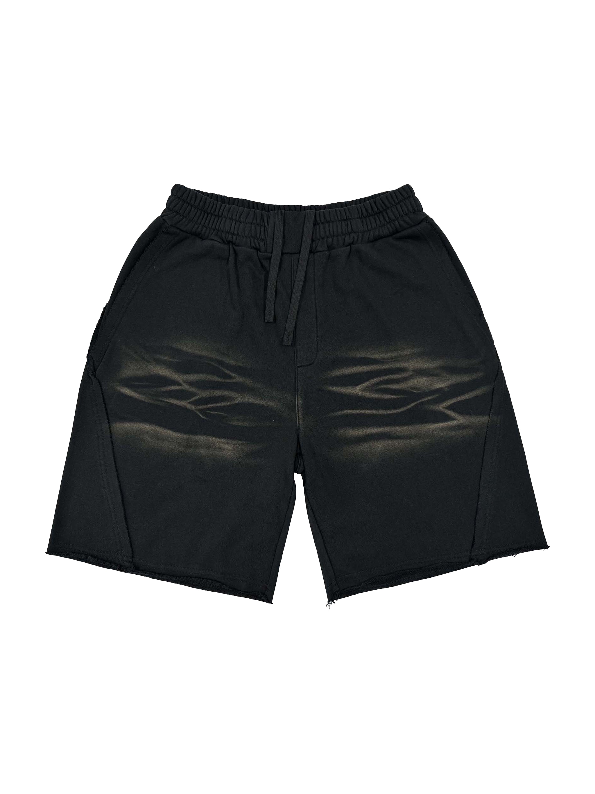 Vintage Washed Tiger Stripe Shorts — Black