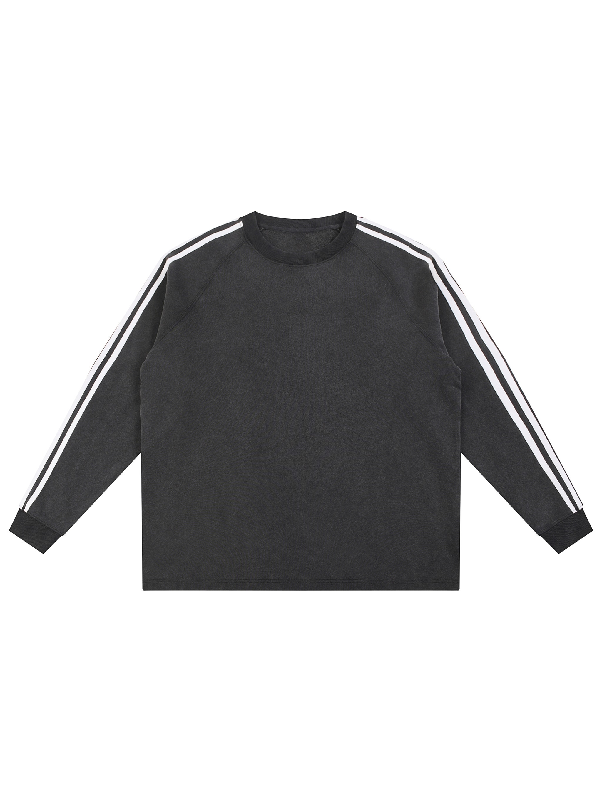 Snow Washed Contrast Tape Crewneck — Black