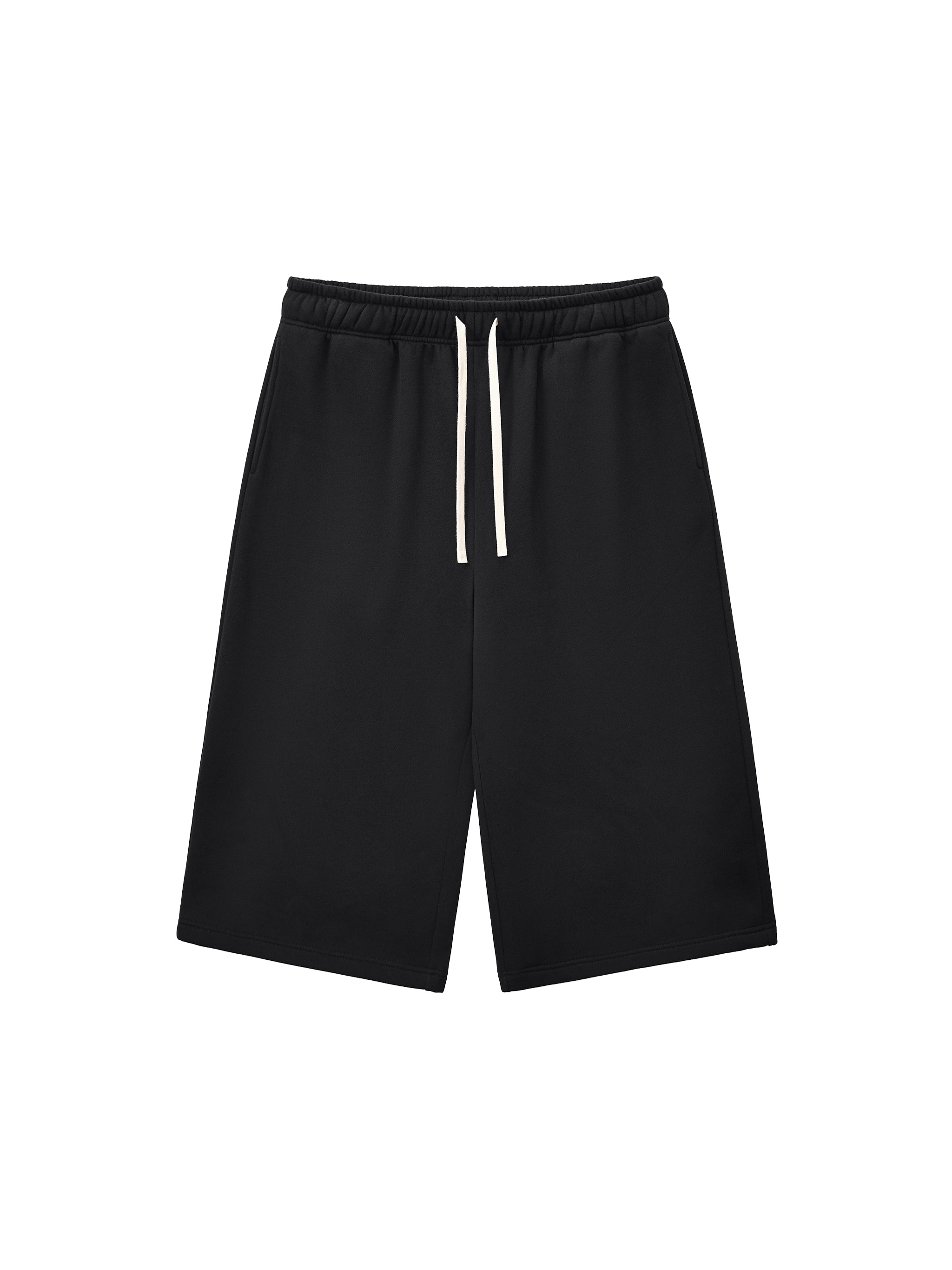 Relaxed Fit Drawstring Sweatshorts — Black