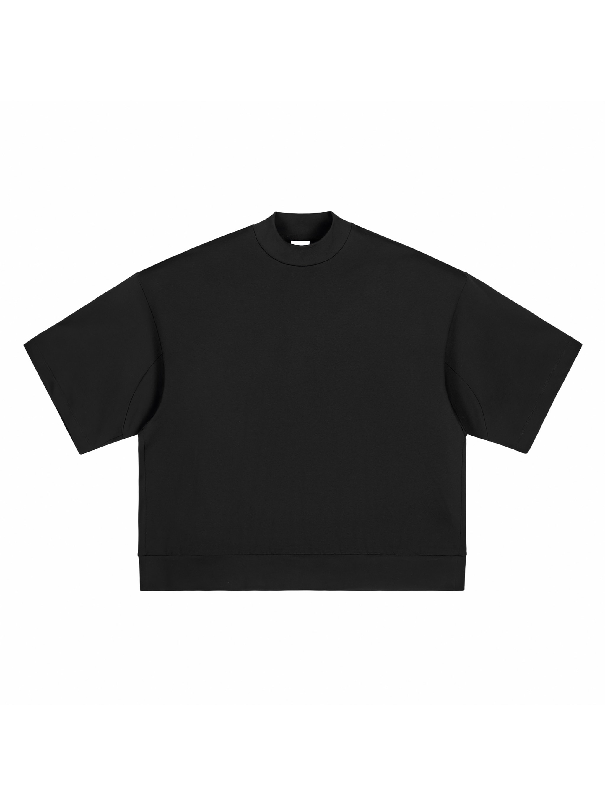 Heavyweight Oversized Mock Neck T-Shirt — Black
