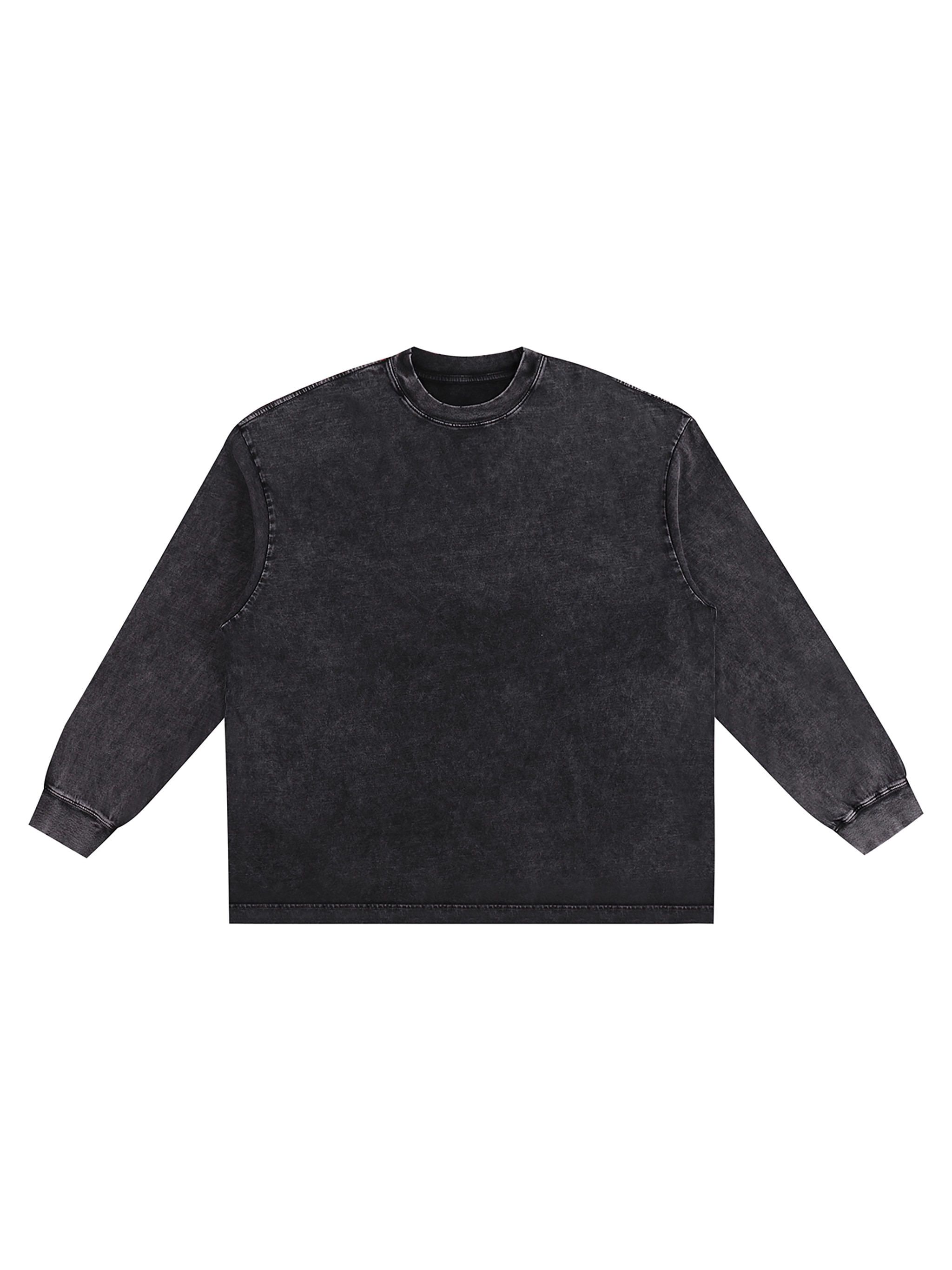 Snow Washed Oversized Long Sleeve T-Shirt — Black