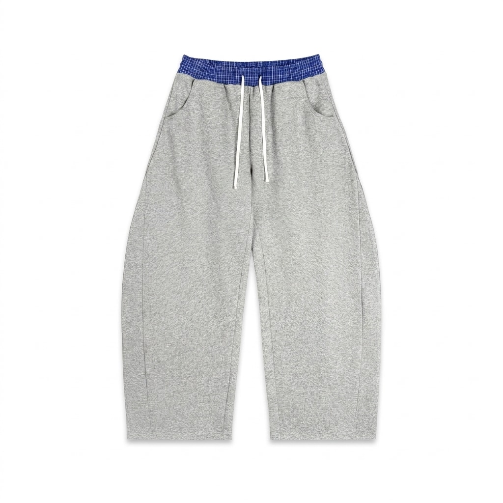 Plaid Waistband Barrel Sweatpants — hero product shot