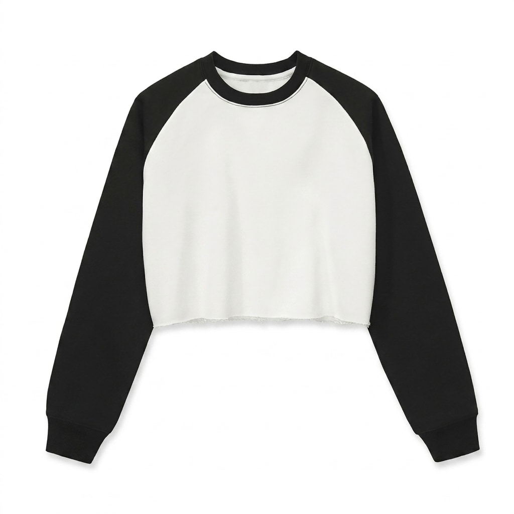 Raw-Hem Color-Block Crop Sweatshirt — hero product shot