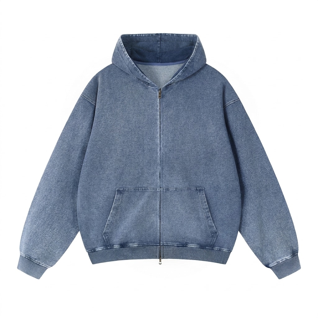 Snow Wash Oversized Zip-Up Hoodie — hero product shot