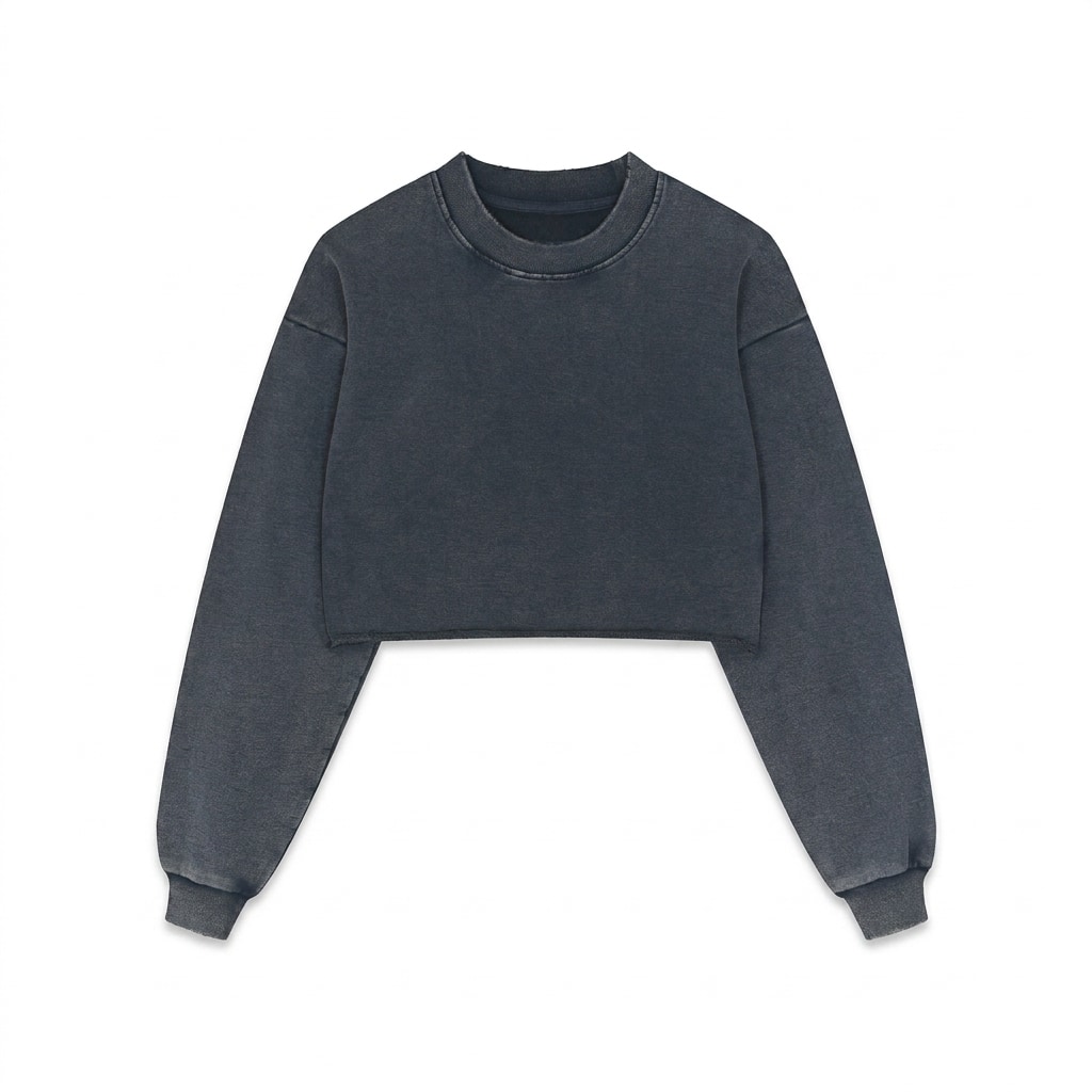 Snow Washed Raw Edge Cropped Sweatshirt — hero product shot