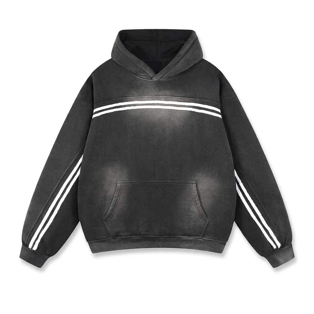 Sun Fade Contrast Tape Fleece Hoodie — hero product shot