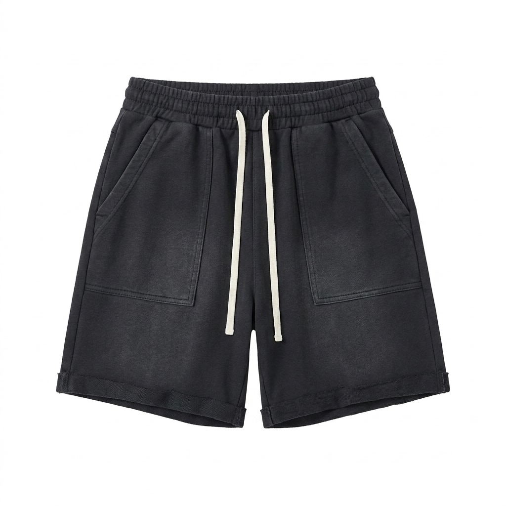 Sun Fade Raw Edge Cotton Shorts — hero product shot