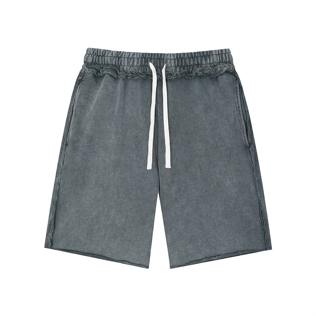 Unisex Mineral Wash Raw Edge Shorts — hero product shot