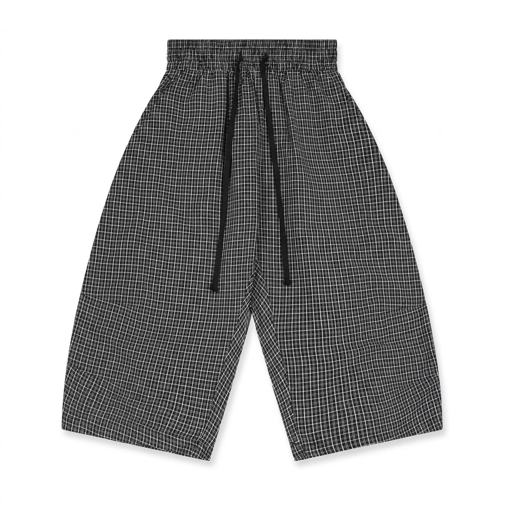 Unisex Plaid Loose Capri Shorts — hero product shot