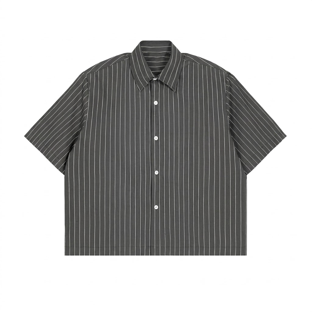 Unisex Striped Boxy Button-Up Shirt — hero product shot