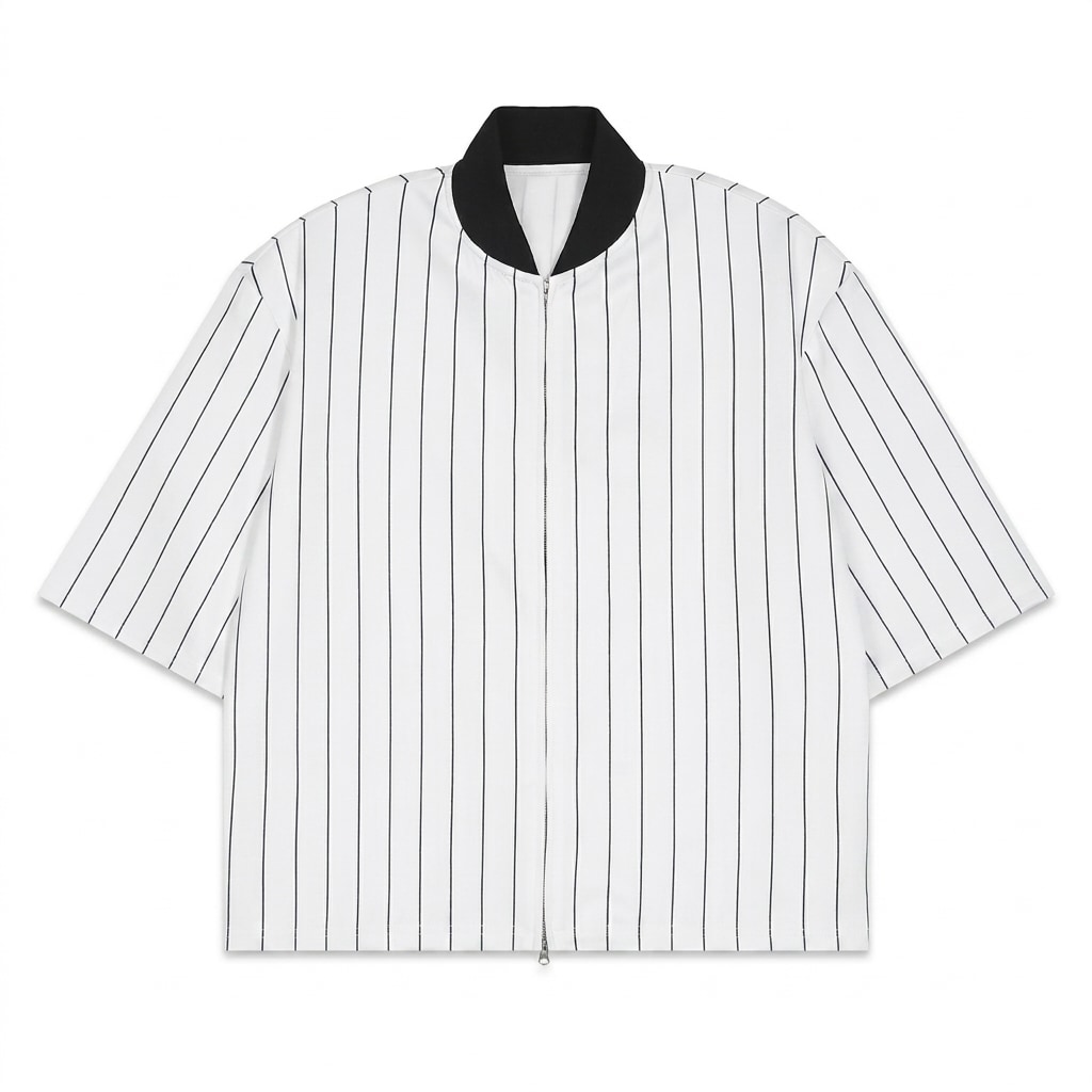 Unisex Striped Full-Zip Baseball Jersey — hero product shot