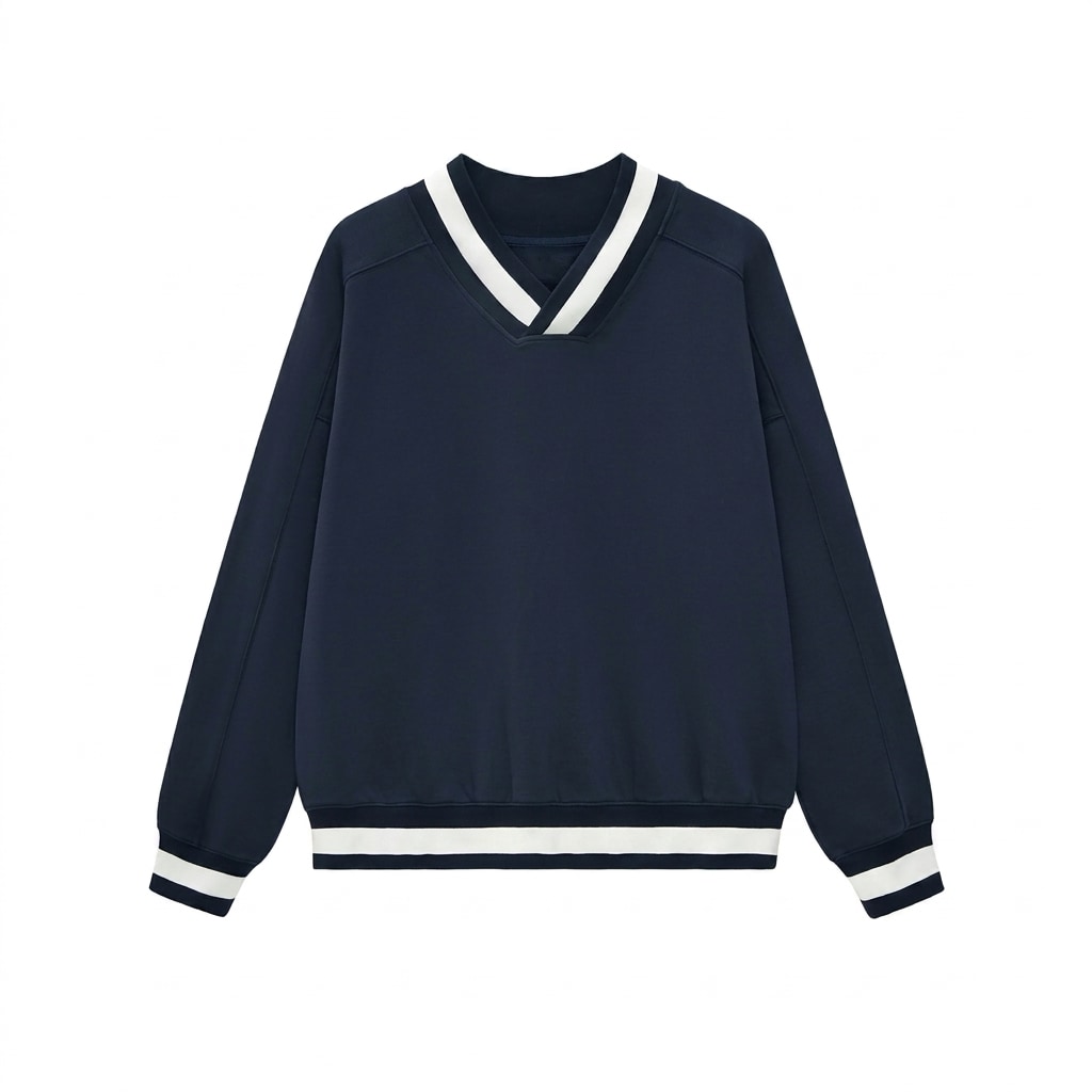 V-Neck Contrast Collar Boxy Sweatshirt — hero product shot