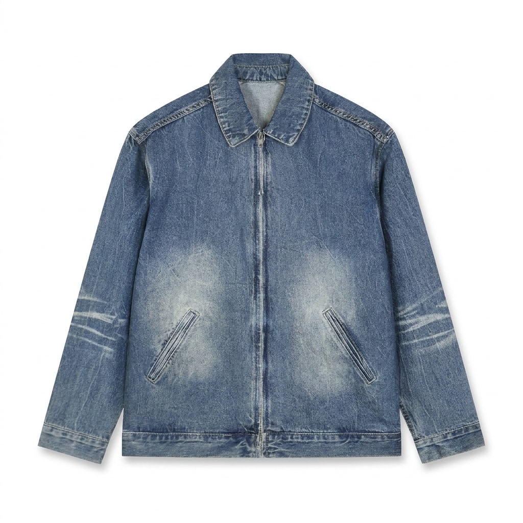 Vintage Wash Zip-Up Denim Jacket — hero product shot