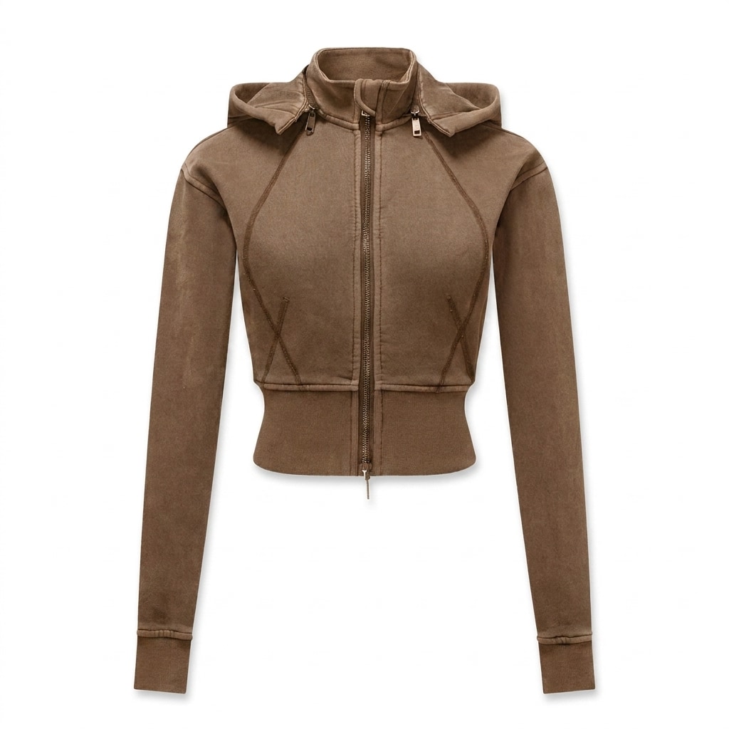 Vintage Washed Cropped Fleece Hoodie — hero product shot