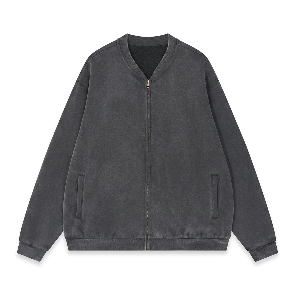 Vintage Washed Fleece Baseball Jacket — hero product shot