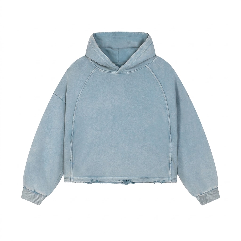 Vintage Washed Frayed-Hem Hoodie — hero product shot
