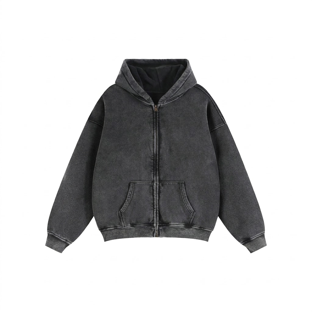 Zip-Through Boxy Fleece Hoodie — hero product shot